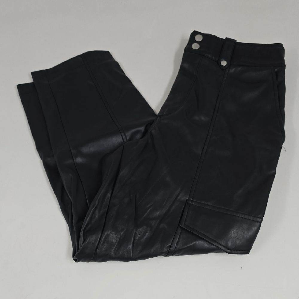 7 For All Mankind Fax Leather Black Pants